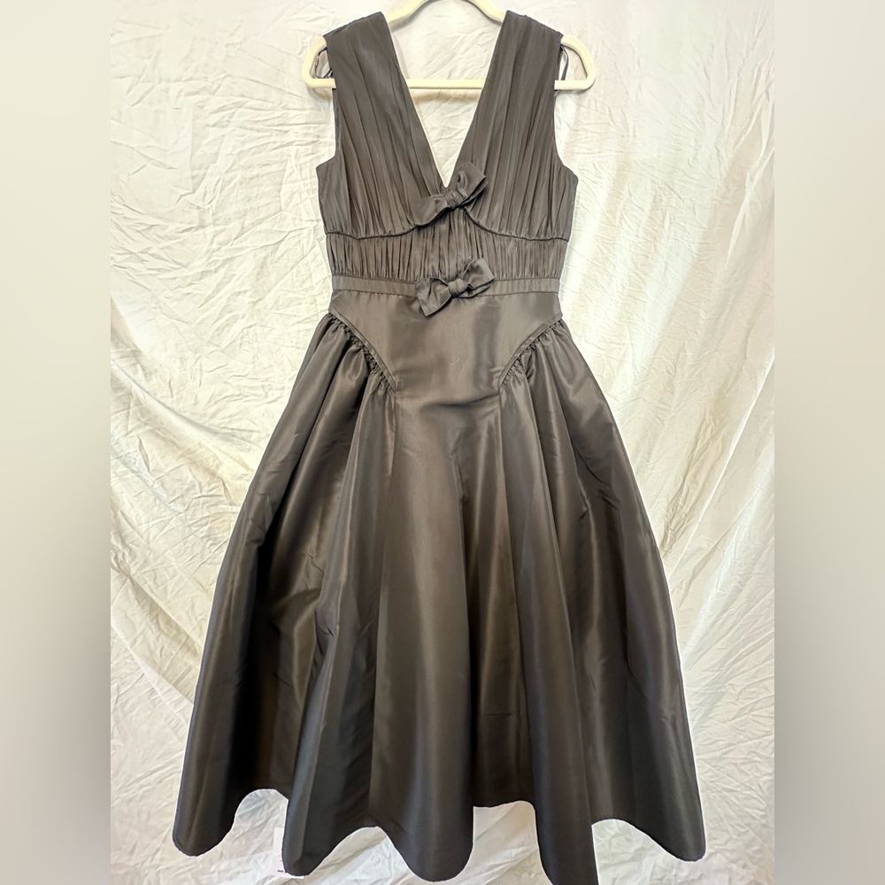 Self Portrait black crepe dress with bow detail size 6, new with tags